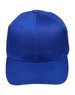 A blue polycotton twill cap with a curved brim and ventilation holes, featuring a logo on the front.