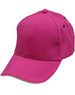 A pink cap with a curved brim and ventilation holes, featuring a logo on the side.