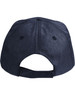 A dark navy cap with a curved peak, revealing an adjustable strap at the back and ventilation holes.