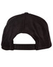 A black cap with a mesh design and adjustable strap at the back, featuring a logo.