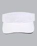 A white visor with a contrasting black underside and a logo on the front.