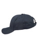 A navy blue cap with a mesh design and contrasting details, featuring a rear adjustment strap and a logo.