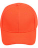 A structured cap in bright orange with a mesh design, featuring a logo on the front.