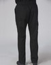 Black men's functional chef pants with an elastic waistband and side pockets, shown from the back.
