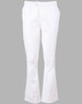 White ladies' chef pants with a relaxed fit and an elastic waistband. Features a side pocket and a clean design.