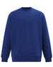 A blue crew fleece sweatshirt featuring long sleeves and a crew neckline, with a logo on the front.