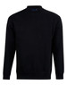 A black kids' crew neck fleecy sweater with long sleeves and a simple design. It features a logo on the label.