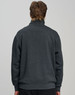 A grey 1/2 zip collar fleecy jumper with a relaxed fit, featuring a branded logo on the back.