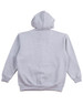 A grey kid's full-zip fleecy hoodie with a hood and long sleeves. The back view displays a simple design and logo.