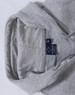 A grey kid's full-zip fleecy hoodie with a hood and a label inside.