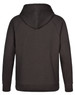 A dark brown men's fleecy hoodie featuring a hood and long sleeves. Includes a logo on the back.