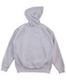 A grey kids' fleece hoodie with a kangaroo pocket and a hood. It has a simple design and includes a logo.
