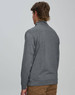A grey men's half zip long sleeve sweat top featuring a simple design and a back view. It has a logo present.