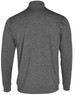 A grey men's half zip long sleeve sweat top, featuring a sleek design and a logo on the back.