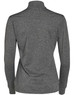 A dark grey half zip long sleeve sweat top for ladies, featuring a fitted design and a standing collar.