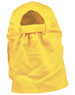 A yellow poly cotton legionnaire hat featuring a back flap and an adjustable strap, with a logo present.