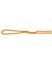 An orange chin strap breakaway clip with a looped design, featuring a simple, slender form.