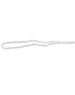 A white break-away chin strap clip, featuring a simple loop design. It has a small logo on the side.
