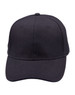 A black brushed cotton cap with a structured design and a logo on the front.