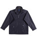 A navy sport/racing jacket with a zip front, side pockets, and reflective detailing. Includes a logo.