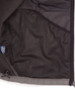 An inside view of a men's softshell high-tech jacket featuring a mesh pocket, predominantly grey in colour.