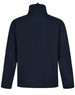 A black men's softshell high-tech jacket, featuring a high collar and a simple, sleek design on the back.