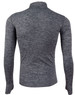 A grey unisex seamless heather jacket with a high collar and long sleeves, featuring a branding logo.