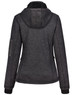 A ladies' grey bonded fleece jacket with a hood, featuring a fitted design and an included logo.