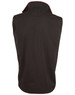 A black ladies' softshell contrast vest featuring a high collar and a logo on the back.