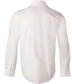 A white men's long-sleeve button-up shirt with a self-stripe design. Features a collar and button cuffs.