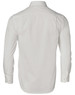 A long-sleeved, button-up shirt in white with a dobby striped texture, featuring a collar and branding on the back.