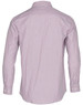 A long sleeve men's shirt in red and white stripes, featuring a classic button-up design and a collar.