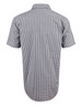 Men's short-sleeve shirt in a black and white gingham check pattern, featuring a collared neck and a logo.