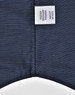 Men's long sleeve button-up shirt in navy with a pin dot pattern, featuring a label.
