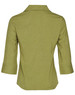 A green women's Cooldry 3/4 sleeve shirt with a back collar and rolled sleeves. It features a logo on the fabric.