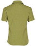 A women's short sleeve shirt in a light green fabric, featuring a collar and a plain back design.