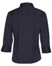 A women's 3/4 sleeve military shirt in navy, featuring a classic collar and back yoke design. Includes a logo.