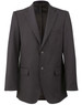 A men's stretch jacket in dark grey with a single-breasted design and two front pockets, featuring a logo.