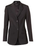 A women's mid-length jacket in a dark charcoal grey with a fitted silhouette and two front pockets.