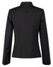A black ladies' wool blend stretch reverse lapel jacket, featuring a fitted design and buttoned cuffs.