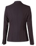 A black women's cropped jacket with a one-button closure and tailored fit, featuring a back view with subtle detailing.
