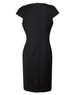 A black ladies' wool blend stretch cap sleeve dress with a fitted silhouette and a back zipper.