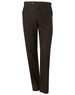 Men's polyviscose stretch pants in dark brown, featuring a classic design and a front button closure.
