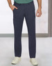 Men's utility cargo pants in navy blue with two side pockets, paired with white sneakers. Features a logo on the waistband.