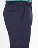 Men's utility cargo pants in navy, featuring side pockets and a modern fit. Includes a branding logo.
