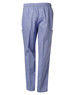 Unisex scrub pants in a light blue colour, featuring an elastic waistband and side pockets.