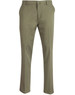 Men's chino pants in olive green, featuring a straight-cut design and side pockets. Includes branding detail.