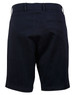 Ladies' stretch cotton chino shorts in navy, featuring a back pocket and a logo. Suitable for casual wear.