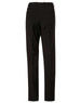 Black slim leg pants with a flexi waist, featuring a back pocket and a simple design. Includes a logo.