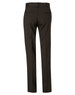 Women’s low rise pants in dark brown wool stretch, featuring a tailored fit and two back pockets.